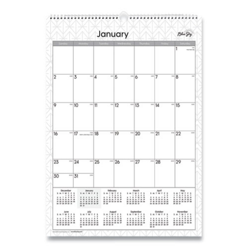 Picture of Enterprise Wall Calendar, Enterprise Geometric Artwork, 12 x 17, White/Gray Sheets, 12-Month (Jan to Dec): 2024