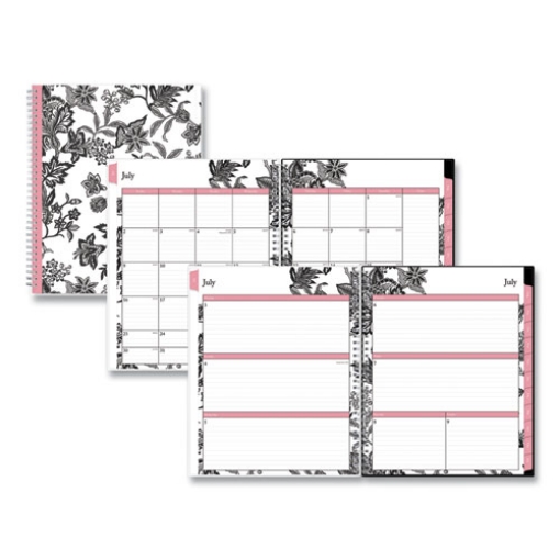 Picture of Analeis Create-Your-Own Cover Weekly/Monthly Planner, Floral, 11 x 8.5, White/Black/Coral, 12-Month (July to June): 2023-2024