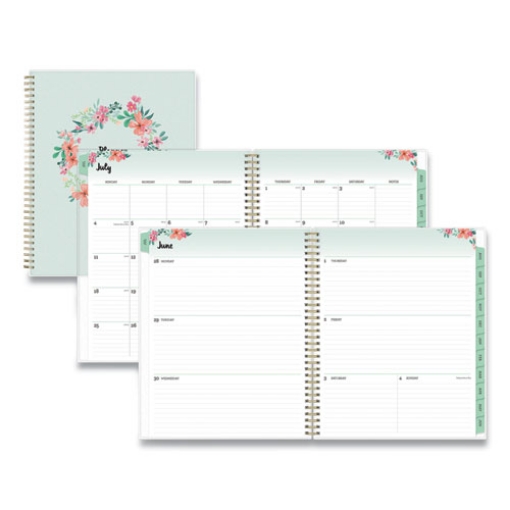 Picture of Laurel Academic Year Weekly/monthly Planner, Floral Artwork, 11 X 8.5, Green/pink Cover, 12-Month (july-June): 2021-2022