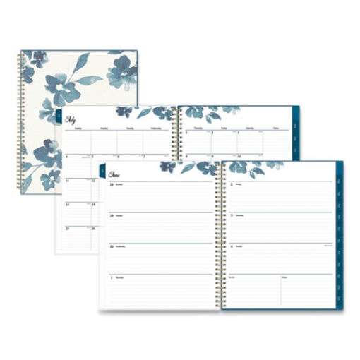 Picture of Bakah Blue Academic Year Weekly/Monthly Planner, Floral Artwork, 11 x 8.5, Blue/White Cover, 12-Month (July-June): 2023-2024