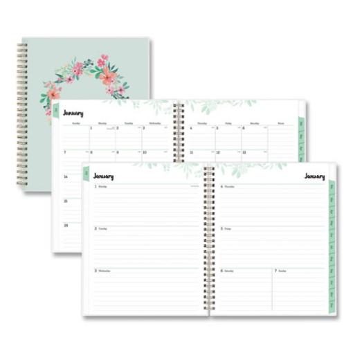 Picture of Laurel Weekly/Monthly Planner, Laurel Floral Artwork, 9 x 7, Green/Pink/Orange Cover, 12-Month (Jan to Dec): 2024