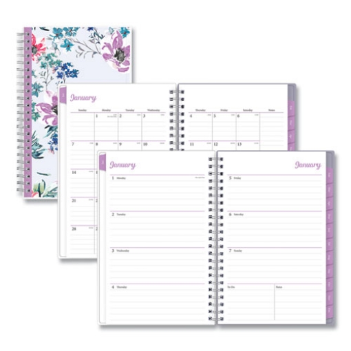 Picture of Laila Create-Your-Own Cover Weekly/Monthly Planner, Wildflower Artwork, 8 x 5, Purple/Blue/Pink, 12-Month (Jan-Dec): 2024