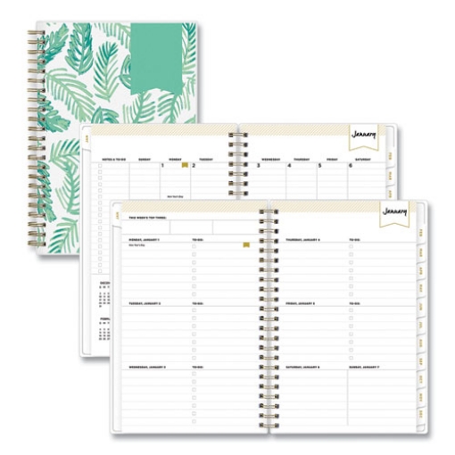 Picture of Day Designer Palms Weekly/Monthly Planner, Palms Artwork, 8 x 5, Green/White Cover, 12-Month (Jan to Dec): 2024