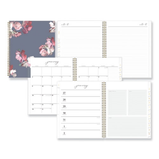 Picture of Life Note-It Leah Weekly/Monthly Notes Planner, Floral Artwork, 11 x 8.5, Gray/Pink/White Cover, 12-Month (Jan to Dec): 2024