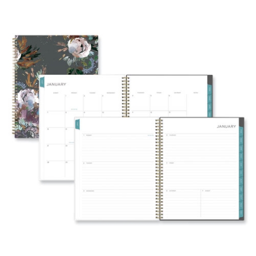 Picture of Kelly Ventura Midnight Garden Weekly/Monthly Planner, Floral Artwork, 11 x 8.5, Multicolor Cover, 12-Month (Jan to Dec): 2024