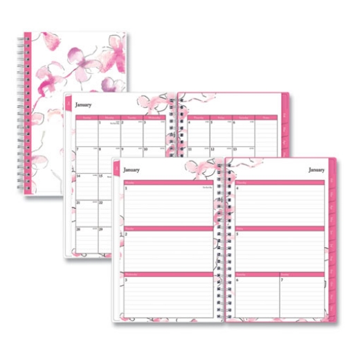 Picture of Breast Cancer Awareness Create-Your-Own Cover Weekly/Monthly Planner, Orchid Artwork, Pink/White, 12-Month (Jan to Dec): 2024