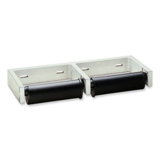 Picture of ClassicSeries Toilet Tissue Dispenser for Two Rolls, Controlled Delivery, 12.5 x 4 86 x 1.5, Black/Aluminum