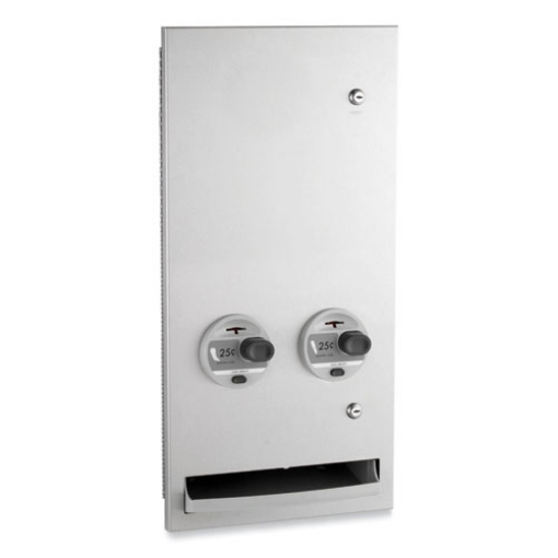 Picture of TrimLineSeries Recessed Napkin/Tampon Vendor, 25 Cent Coin Mechanism, 13.88 7.94 x 28, Satin Stainless Steel