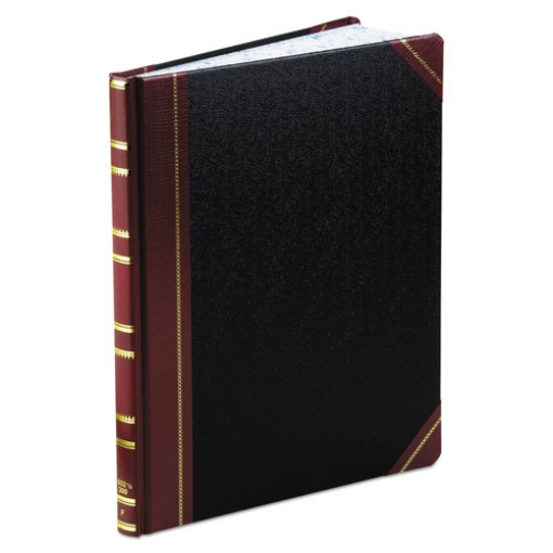 Picture of Extra-Durable Bound Book, Single-Page Record-Rule Format, Black/maroon/gold Cover, 11.94 X 9.78 Sheets, 300 Sheets/book