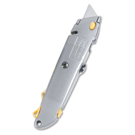 Picture of Quick-Change Utility Knife with Twine Cutter and (3) Retractable Blades, 6" Metal Handle, Gray