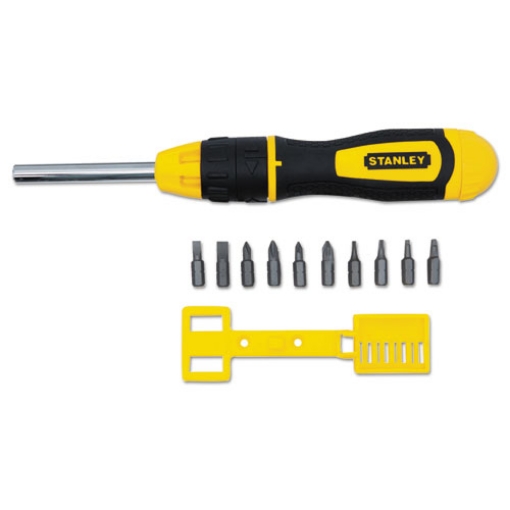 Picture of 3 Inch Multi-Bit Ratcheting Screwdriver, 10 Bits, Black/yellow
