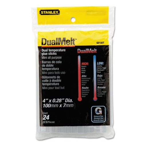 Picture of Dual Temperature Mini Glue Sticks, 0.28" X 4", Dries Clear, 24/pack