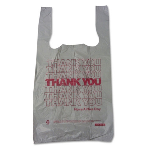 Picture of Plastic Thank-You T-Sack, 2 Mil, 4" X 15", White, 2,000/carton