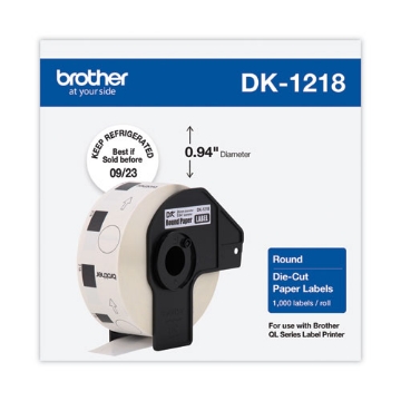 Picture of Die-Cut Round Paper Labels, 0.94" dia, White, 1,000 Labels/Roll