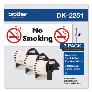 Picture of Continuous Paper Label Tape, 2.44" X 50 Ft, White, 3 Rolls/pack