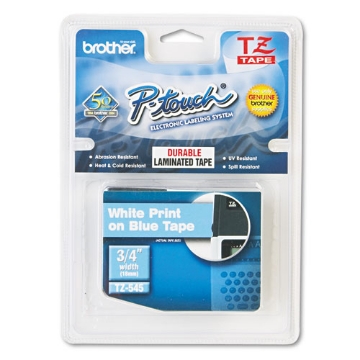 Picture of Tze Standard Adhesive Laminated Labeling Tape, 0.7" X 26.2 Ft, White On Blue