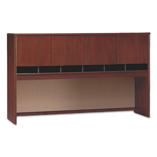 Picture of Series C Collection 4 Door 72w Hutch, Box 1 Of 2, 71.13w X 15.38d X 43.13h, Hansen Cherry/graphite Gray