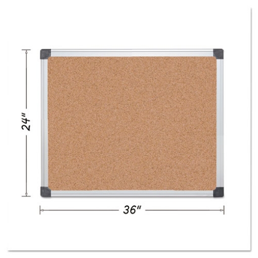 Picture of Value Cork Bulletin Board with Aluminum Frame, 24 x 36, Tan Surface, Silver Aluminum Frame