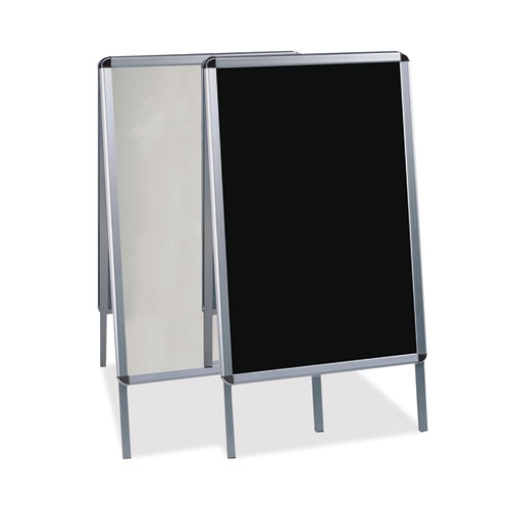 Picture of wet erase board, double sided, 23 x 33, 42" tall, black surface, silver aluminum frame