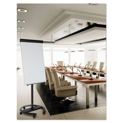 Picture of 360 multi-use mobile magnetic dry erase easel, 27 x 41, white surface, black steel frame