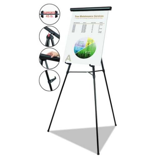 Picture of Telescoping Tripod Display Easel, Adjusts 38" To 69" High, Metal, Black