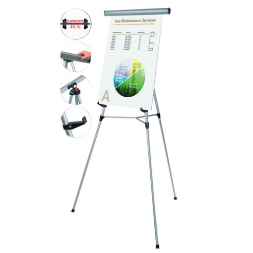 Picture of Telescoping Tripod Display Easel, Adjusts 38" To 69" High, Metal, Silver