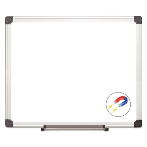 Picture of value lacquered steel magnetic dry erase board, 24 x 36, white surface, silver aluminum frame