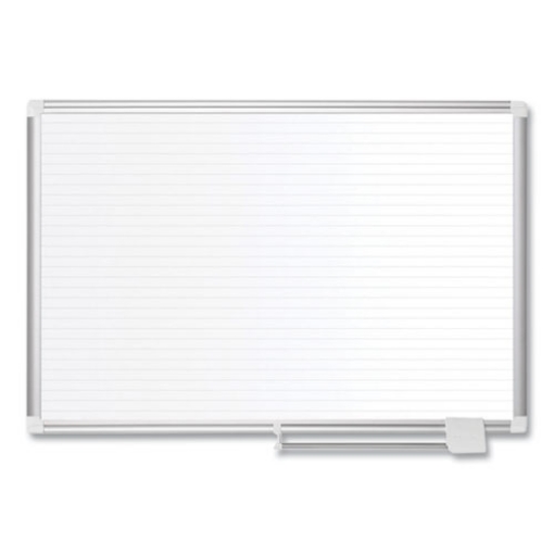 Picture of ruled magnetic steel dry erase planning board, 48 x 36, white surface, silver aluminum frame