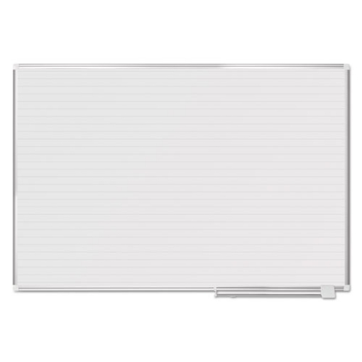 Picture of ruled magnetic steel dry erase planning board, 72 x 48, white surface, silver aluminum frame