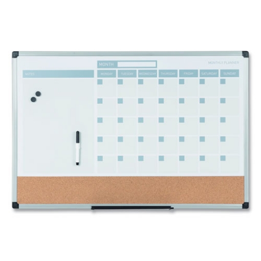 Picture of 3-in-1 calendar planner, 36 x 24, white surface, silver aluminum frame