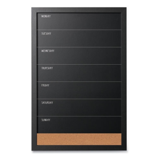 Picture of Black/White Message Board Set: (1) Bulletin, (1) Bulletin/Chalk Planner, (1) Bulletin/Dry Erase, Assorted Sizes, Black Frames