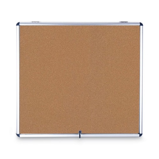 Picture of Slim-Line Enclosed Cork Bulletin Board, One Door, 47 x 38, Tan Surface, Aluminum Frame