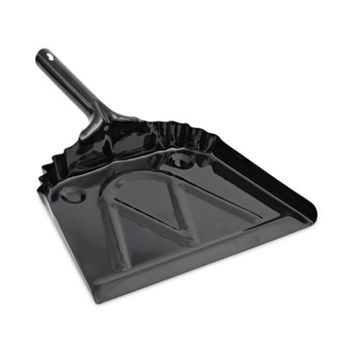 Picture of Metal Dust Pan, 12 X 14, 2" Handle, 20-Gauge Steel, Black, 12/carton