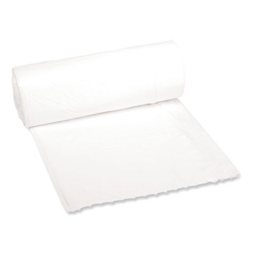 Picture of low-density waste can liners, 16 gal, 0.4 mil, 24" x 32", white, 25 bags/roll, 20 rolls/carton