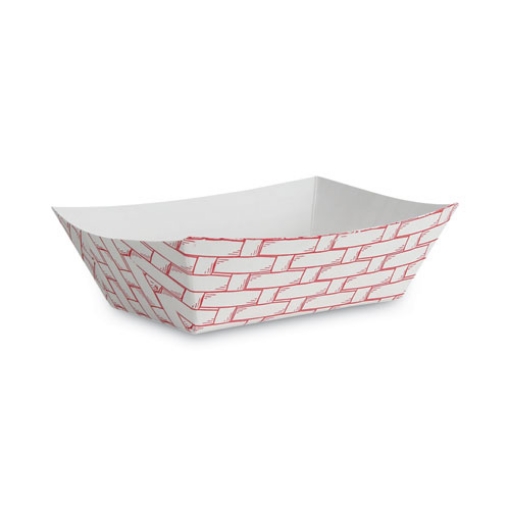 Picture of Paper Food Baskets, 1 Lb Capacity, Red/white, 1,000/carton