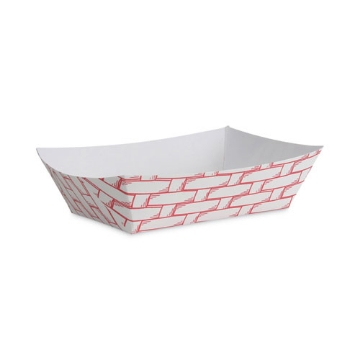 Picture of Paper Food Baskets, 2 Lb Capacity, Red/white, 1,000/carton