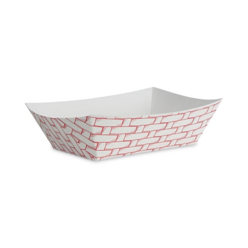 Picture of Paper Food Baskets, 3 Lb Capacity, Red/white, 500/carton