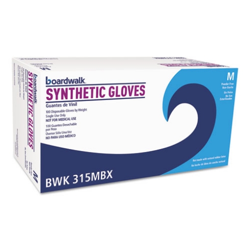 Picture of Powder-Free Synthetic Vinyl Gloves, Medium, Beige, 4 Mil, 100/box