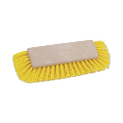 Picture of Dual-Surface Scrub Brush, Yellow Polypropylene Bristles, 10" Brush, Plastic Handle