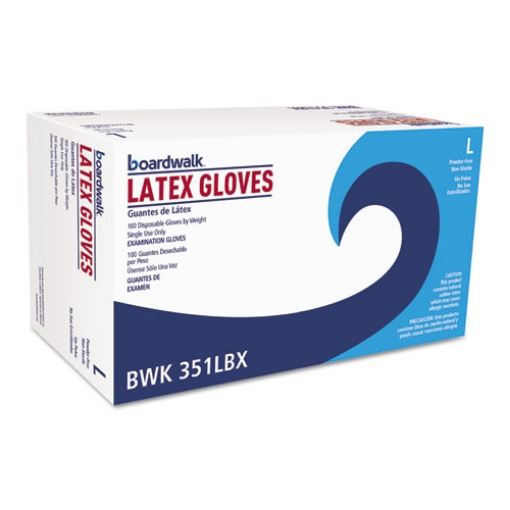 Picture of Powder-Free Latex Exam Gloves, Large, Natural, 4 4/5 mil, 1,000/Carton