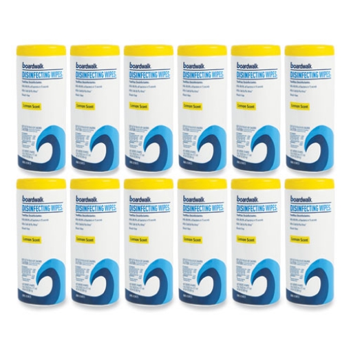 Picture of Disinfecting Wipes, 7 x 8, Lemon Scent, 35/Canister, 12 Canisters/Carton