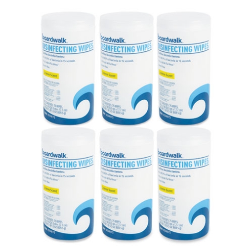 Picture of Disinfecting Wipes, 7 x 8, Lemon Scent, 75/Canister, 6 Canisters/Carton