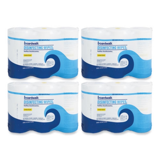 Picture of Disinfecting Wipes, 7 x 8, Lemon Scent, 75/Canister, 12 Canisters/Carton