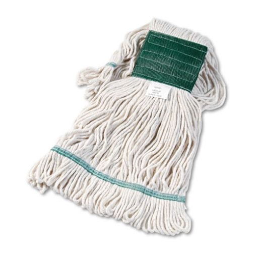 Picture of Super Loop Wet Mop Head, Cotton/Synthetic Fiber, 5" Headband, Medium Size, White, 12/Carton