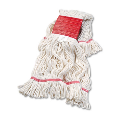 Picture of Super Loop Wet Mop Head, Cotton/synthetic Fiber, 5" Headband, Large Size, White, 12/carton