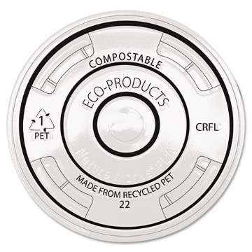 Picture of Bluestripe Recycled Content Cold Cup Flat Lids, Fits 9 Oz To 24 Oz Cups, Clear, 100/pack, 10 Packs/carton