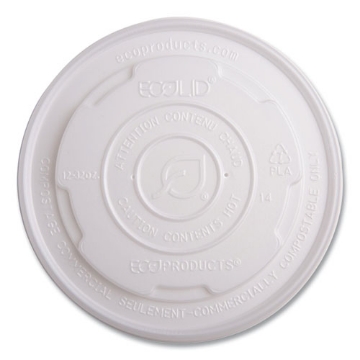 Picture of World Art PLA-Laminated Soup Container Lids for 12 oz, 16 oz, 32 oz, White, Plastic, 50/Pack, 10 Packs/Carton