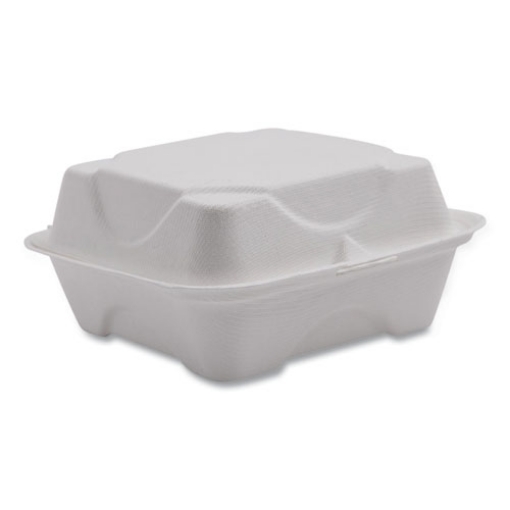 Picture of Vanguard Renewable And Compostable Sugarcane Clamshells, 6 X 6 X 3, White, 500/carton