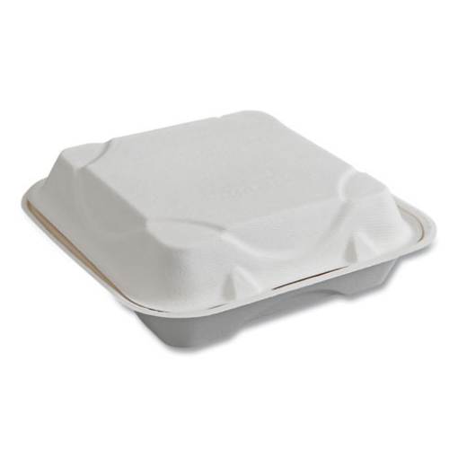 Picture of Vanguard Renewable And Compostable Sugarcane Clamshells, 1-Compartment, 9 X 9 X 3, White, 200/carton