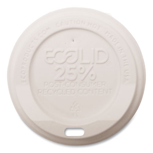 Picture of Ecolid 25% Recycled Content Hot Cup Lid, White, Fits 8 Oz Hot Cups, 100/pack, 10 Packs/carton